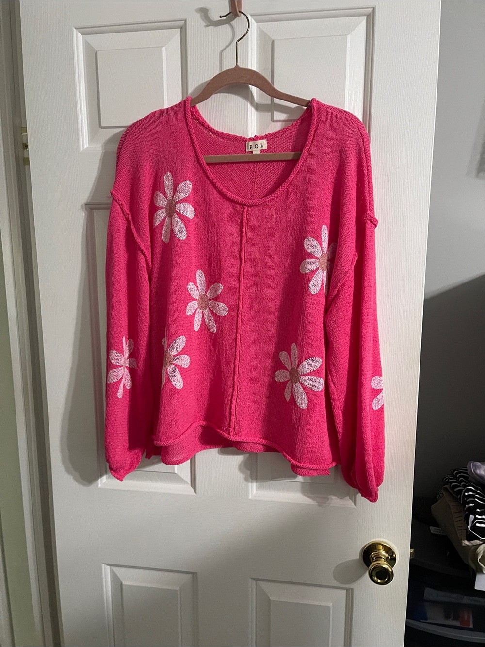 POL Hot Pink Daisy Knit Top